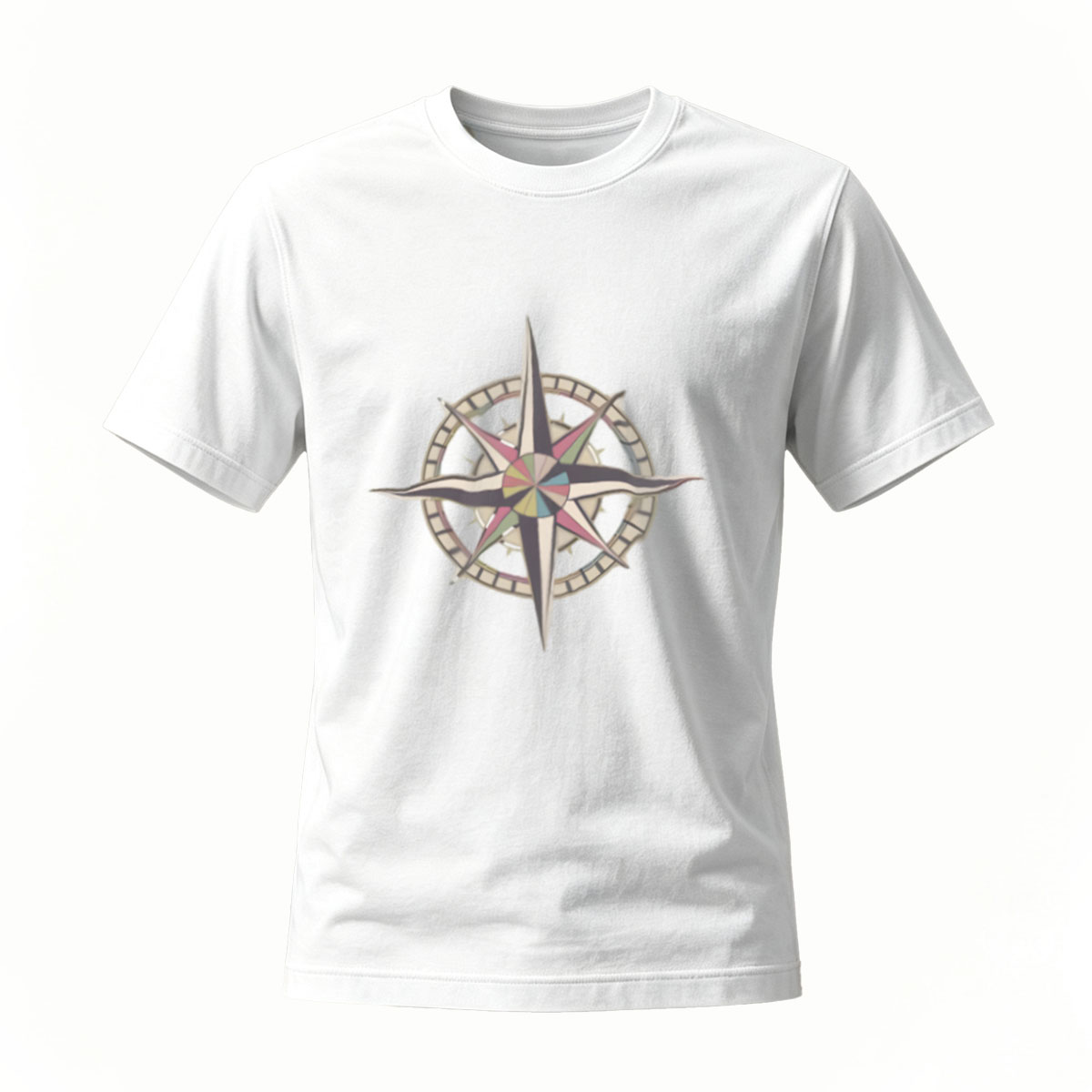 Black T-Shirt with Compass Star Design for Men and Women Casual Wear Gift - Image 2