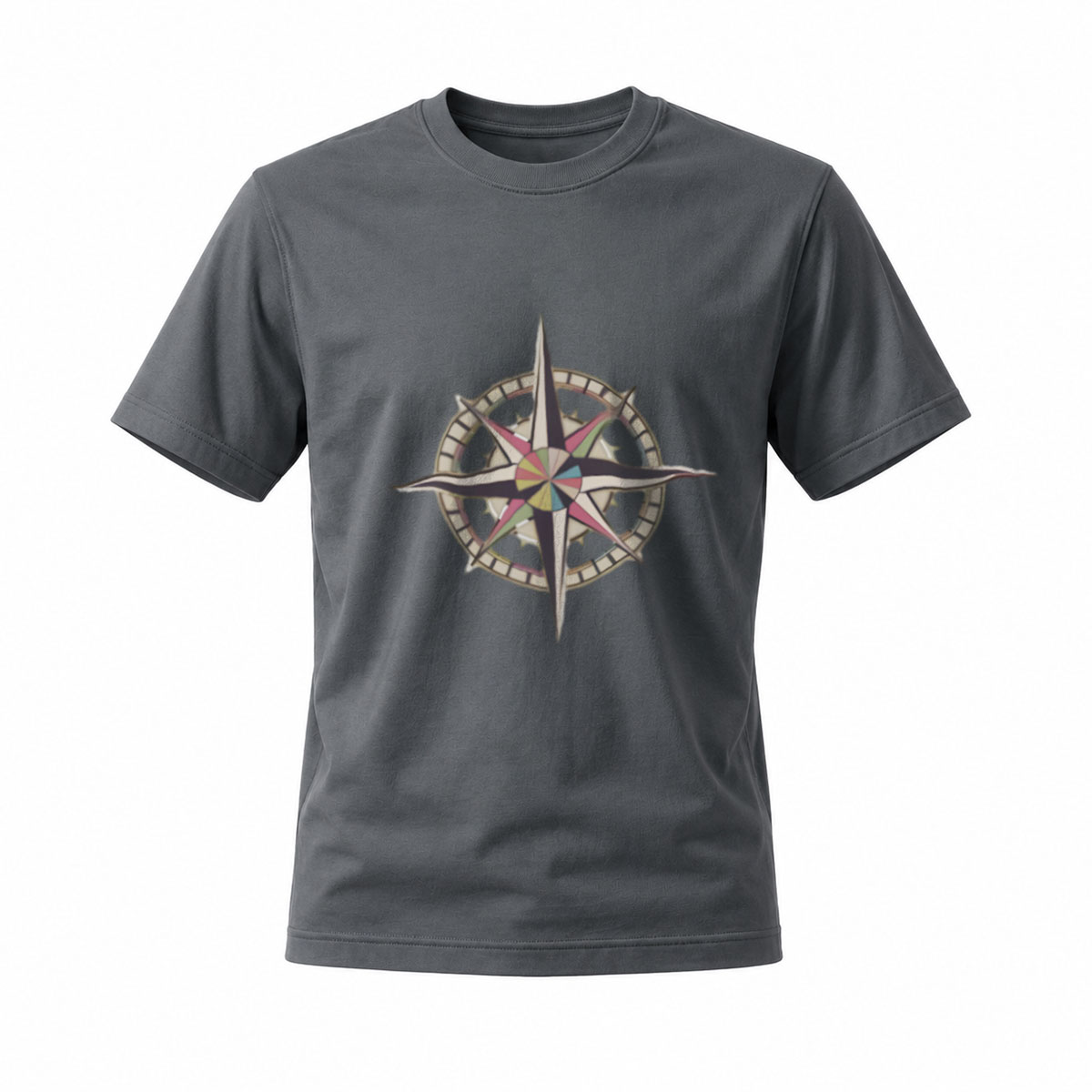 Black T-Shirt with Compass Star Design for Men and Women Casual Wear Gift - Image 6