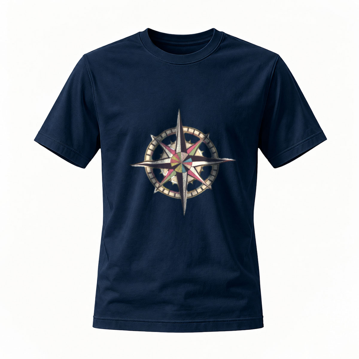 Black T-Shirt with Compass Star Design for Men and Women Casual Wear Gift - Image 7