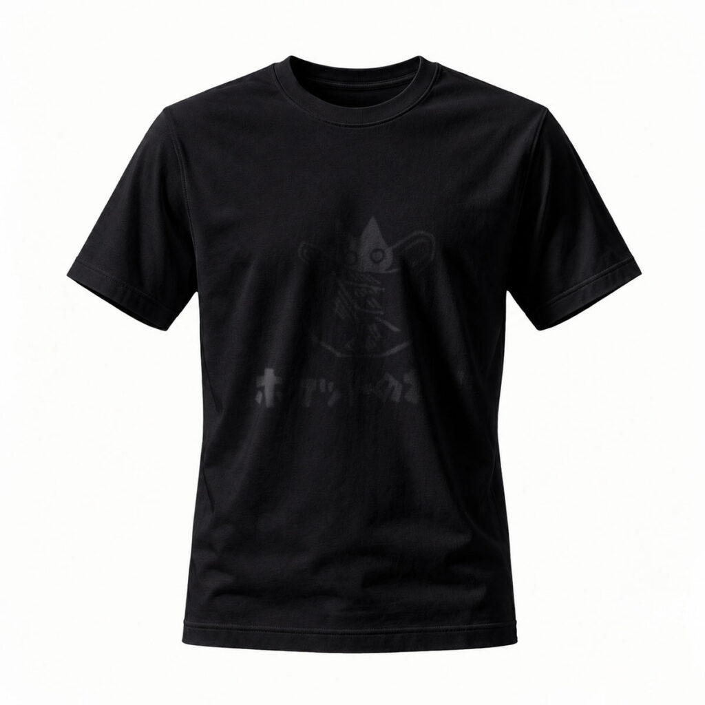 Black T-Shirt with Subtle Witch Print for Halloween Party Wear