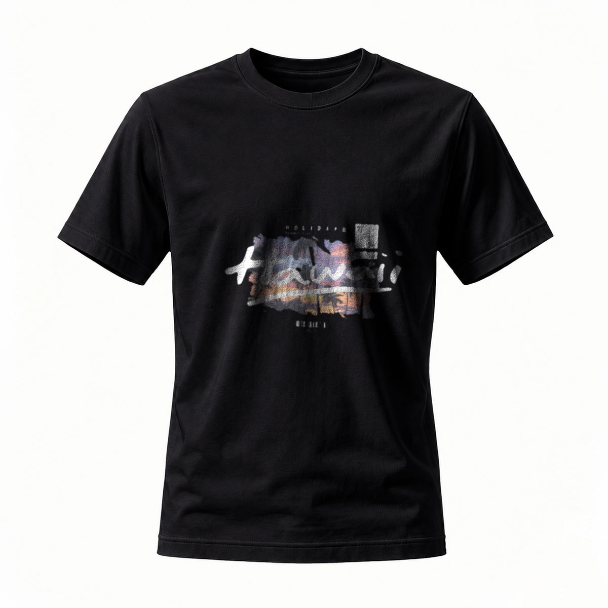 Black T-Shirt with Abstract Art Print Men's Casual Streetwear Design