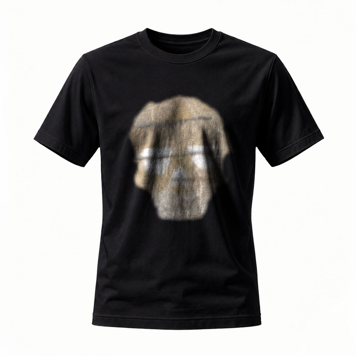 Men's Black T-Shirt Dog Face Print Casual Gift Wear