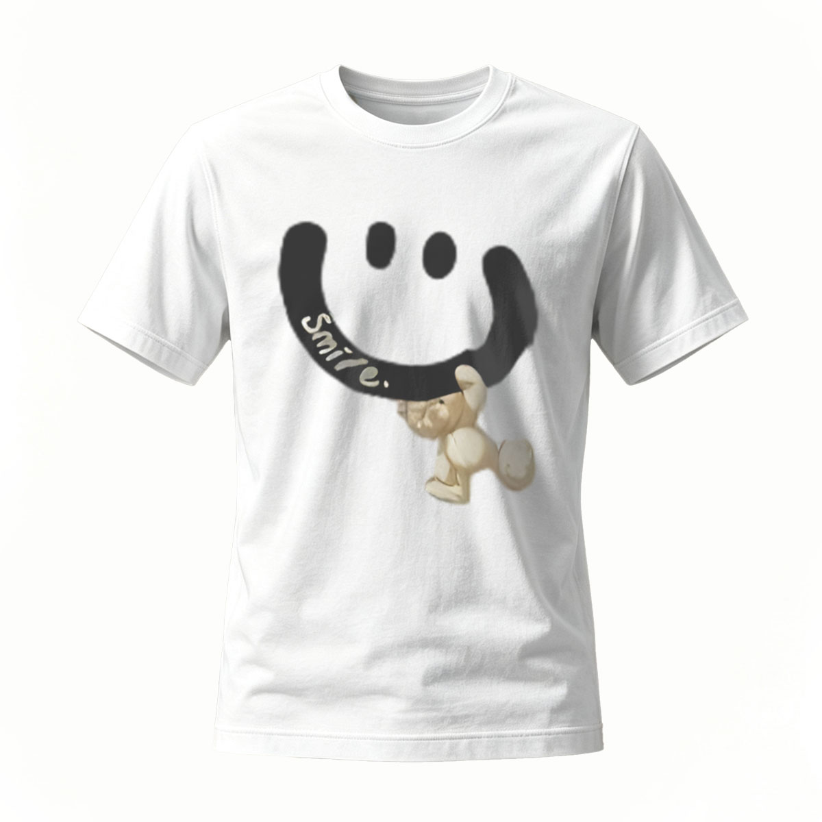 Smile Bear Print Men's T-Shirt Gift Casual Wear - Image 2