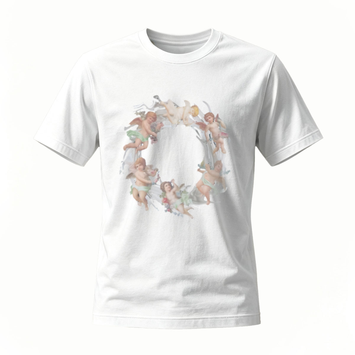 Black T-Shirt with Abstract Circular Print Men's Fashion Gift Wear - Image 2