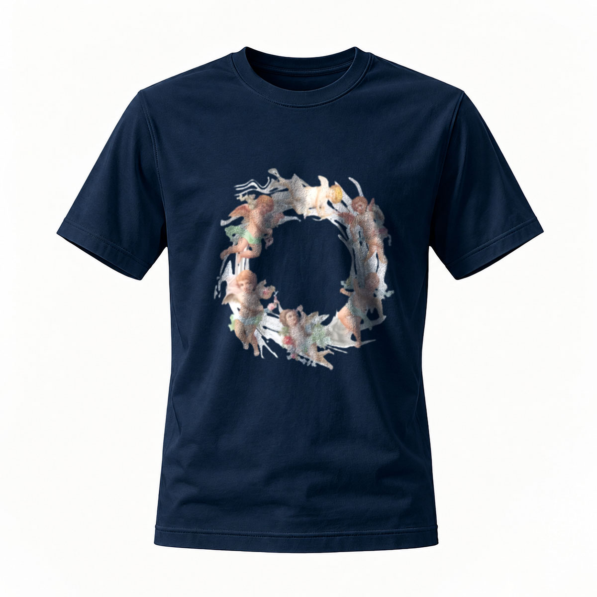 Black T-Shirt with Abstract Circular Print Men's Fashion Gift Wear - Image 7