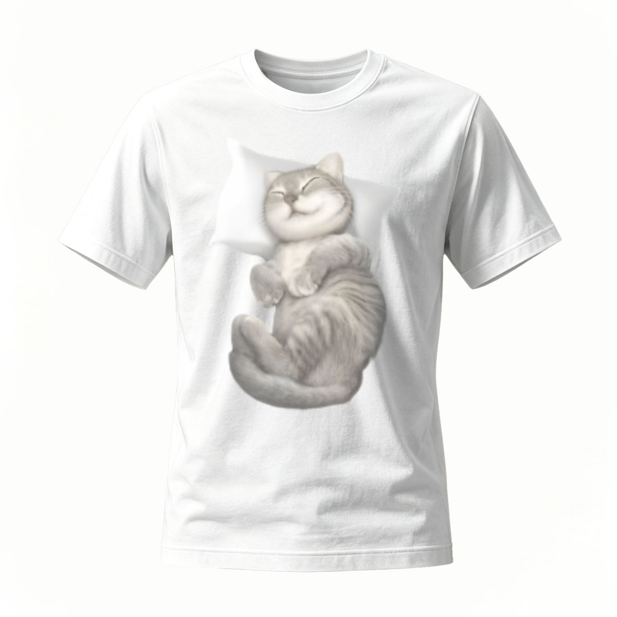 Cute Sleeping Cat Print Men's T-Shirt Gift for Cat Lovers - Image 2