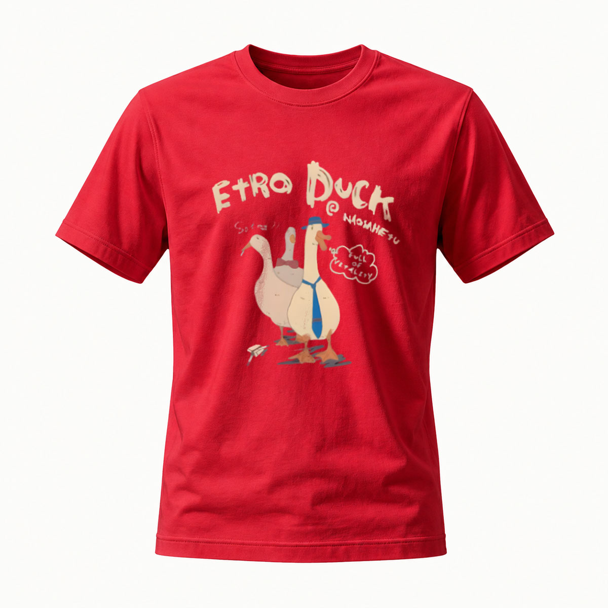 Retro Duck Print T-Shirt Men's Casual Fashion Gift Wear - Image 5