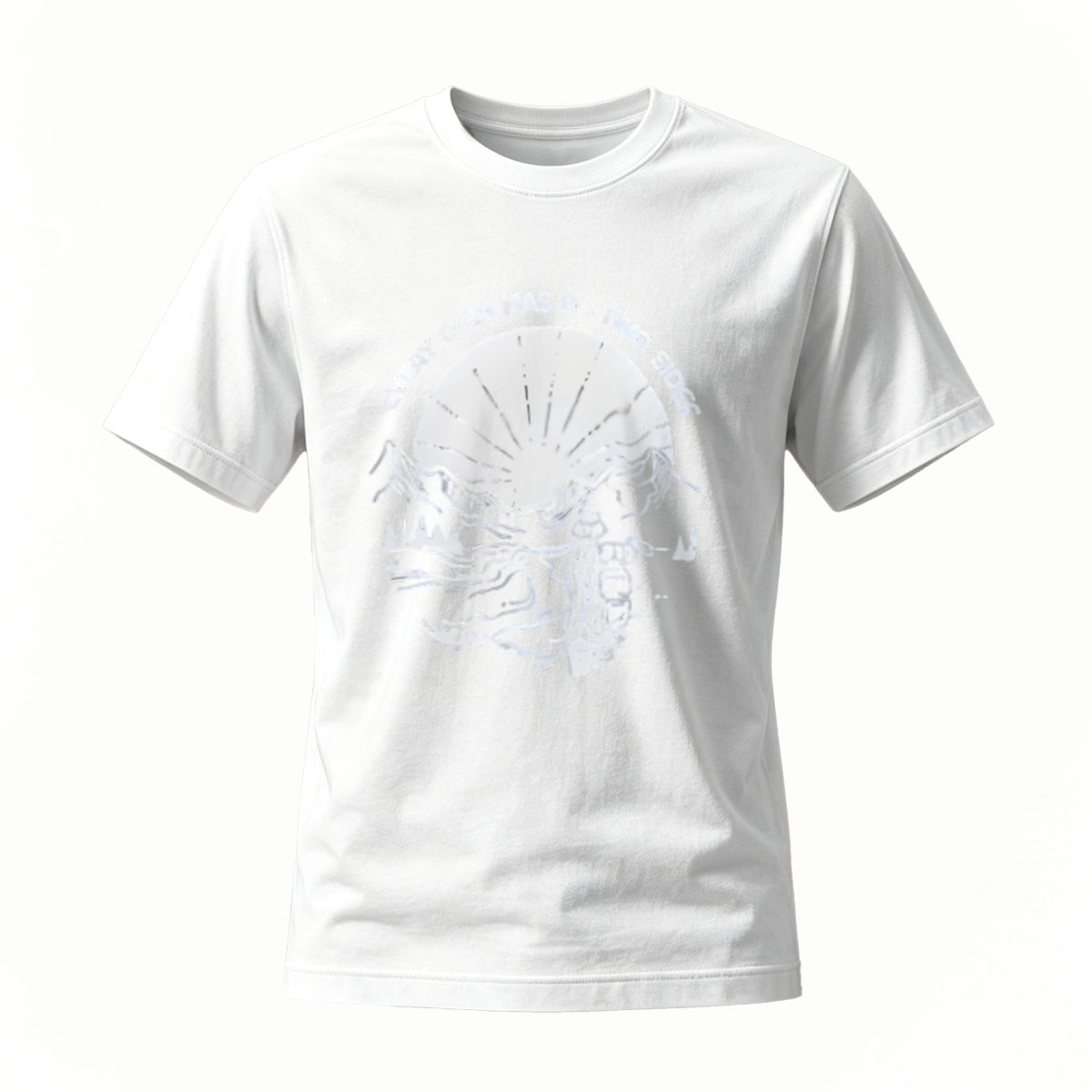 Alien Head Design T-Shirt Men's Black Graphic Tee Every Coin Has Two Sides - Image 2