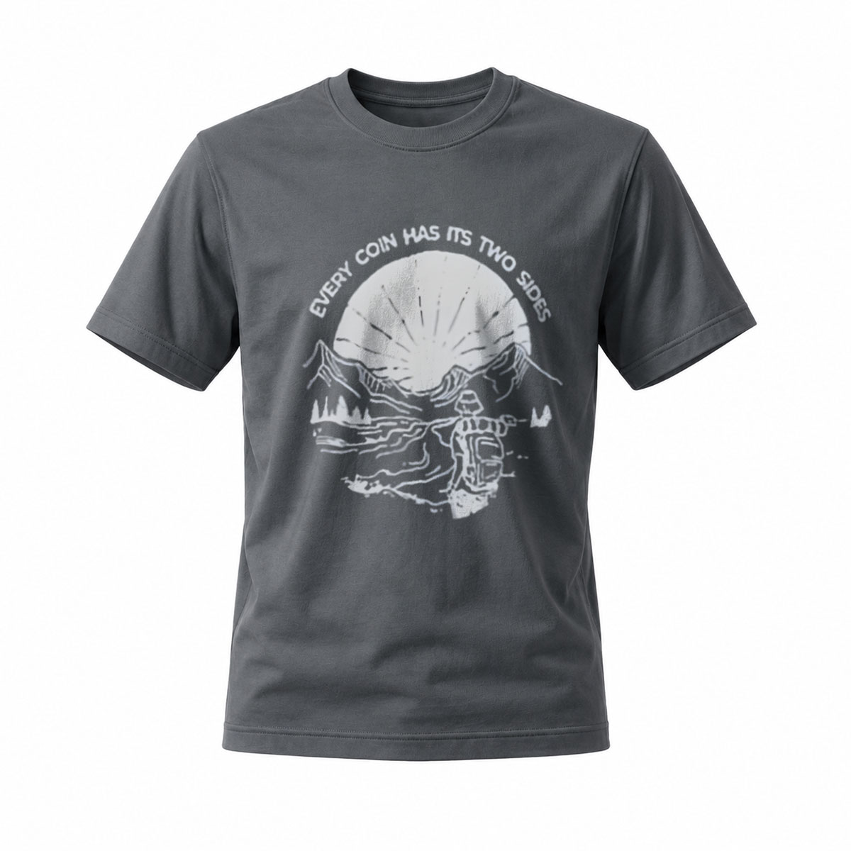 Alien Head Design T-Shirt Men's Black Graphic Tee Every Coin Has Two Sides - Image 6