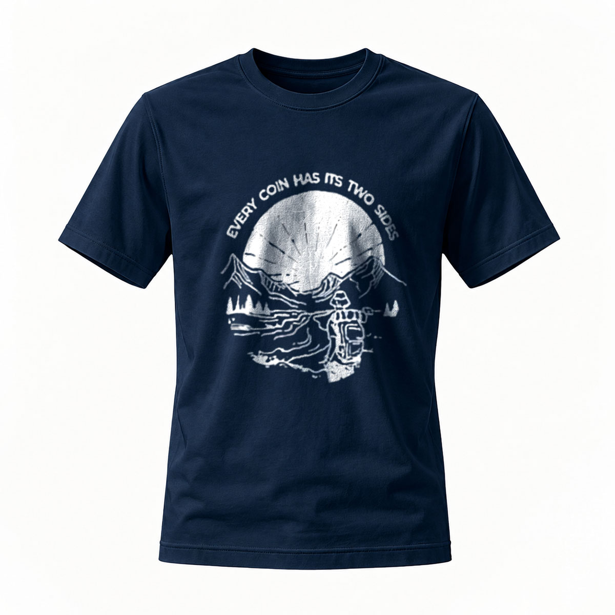 Alien Head Design T-Shirt Men's Black Graphic Tee Every Coin Has Two Sides - Image 7