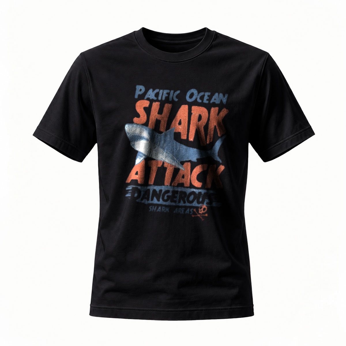 Pacific Ocean Shark Attack Men's T-Shirt Dangerous Areas Design