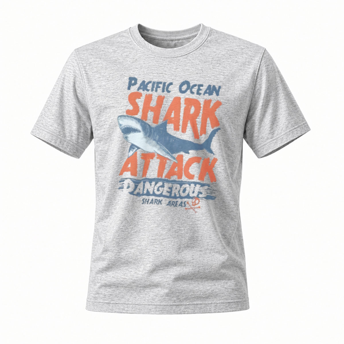 Pacific Ocean Shark Attack Men's T-Shirt Dangerous Areas Design - Image 3