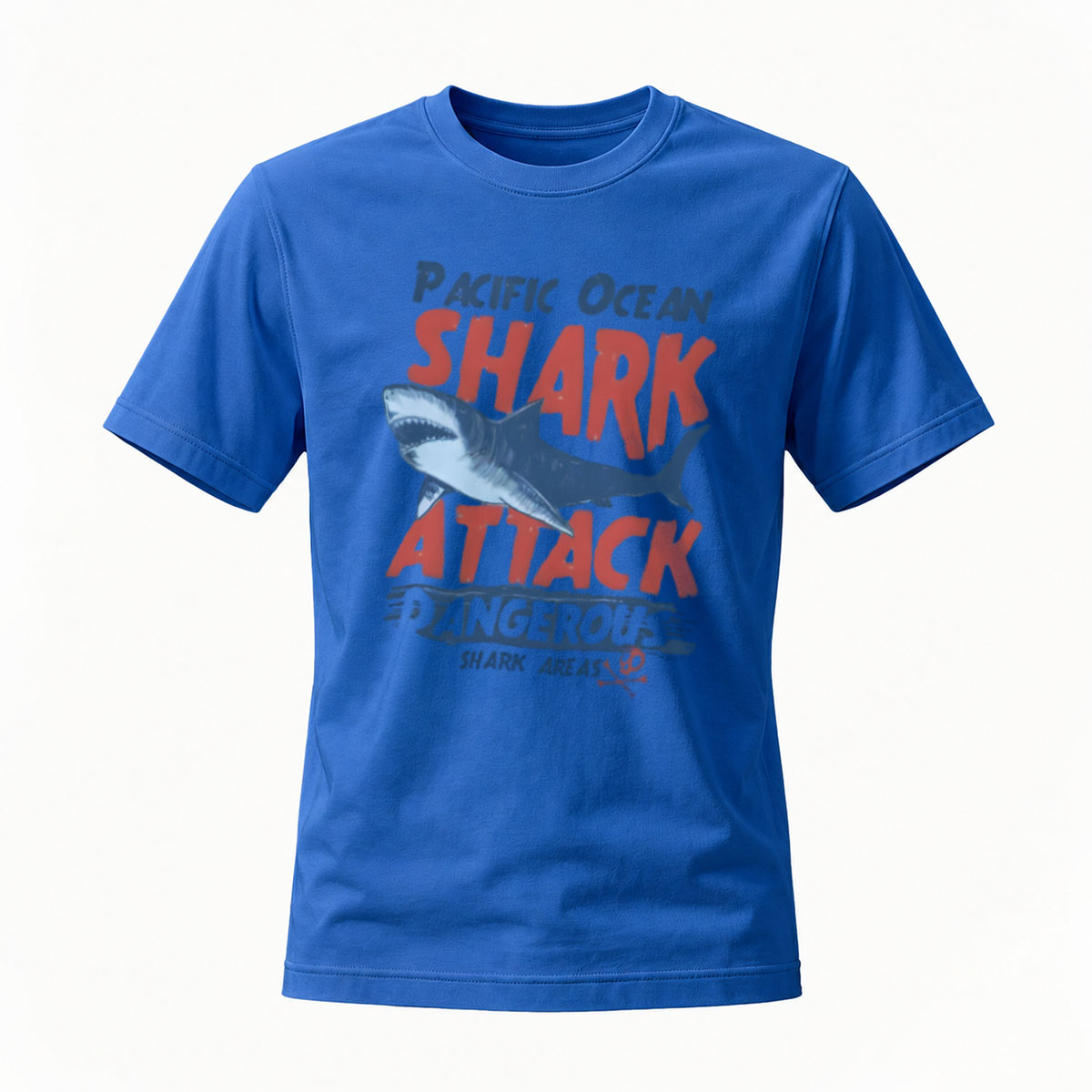 Pacific Ocean Shark Attack Men's T-Shirt Dangerous Areas Design - Image 4