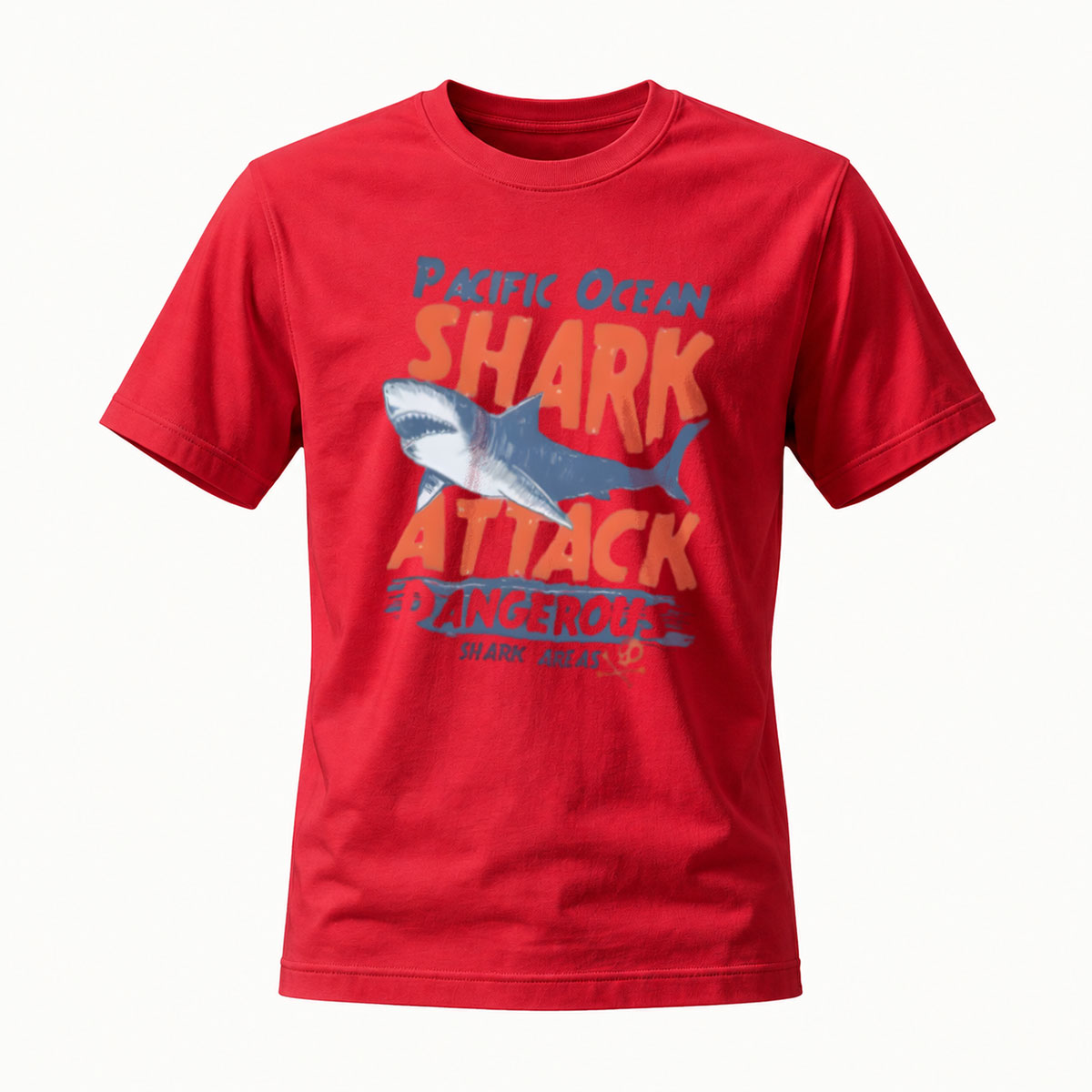 Pacific Ocean Shark Attack Men's T-Shirt Dangerous Areas Design - Image 5