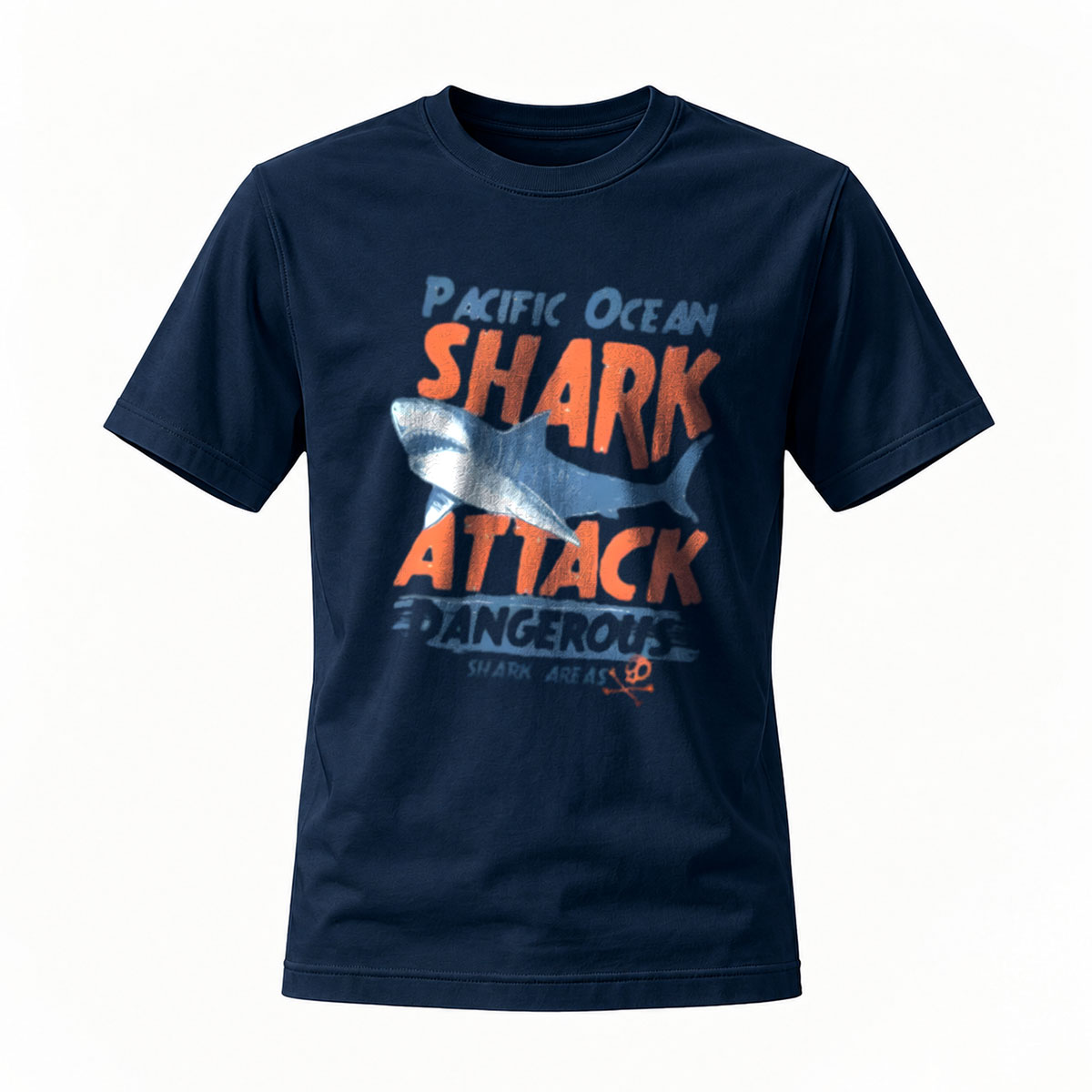 Pacific Ocean Shark Attack Men's T-Shirt Dangerous Areas Design - Image 7