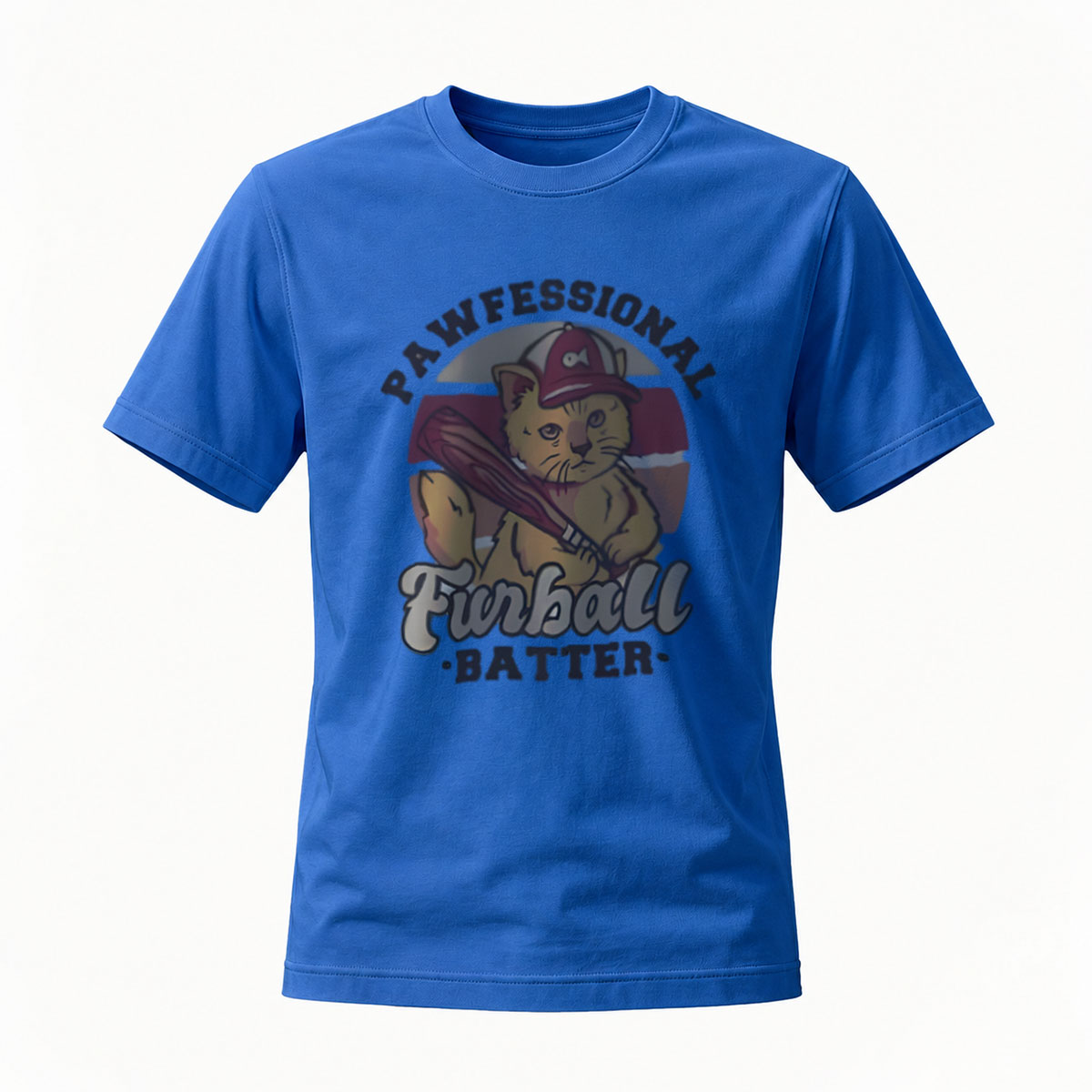 Professional Furball Batter Cat Baseball T-Shirt Men's Women's Gift - Image 4