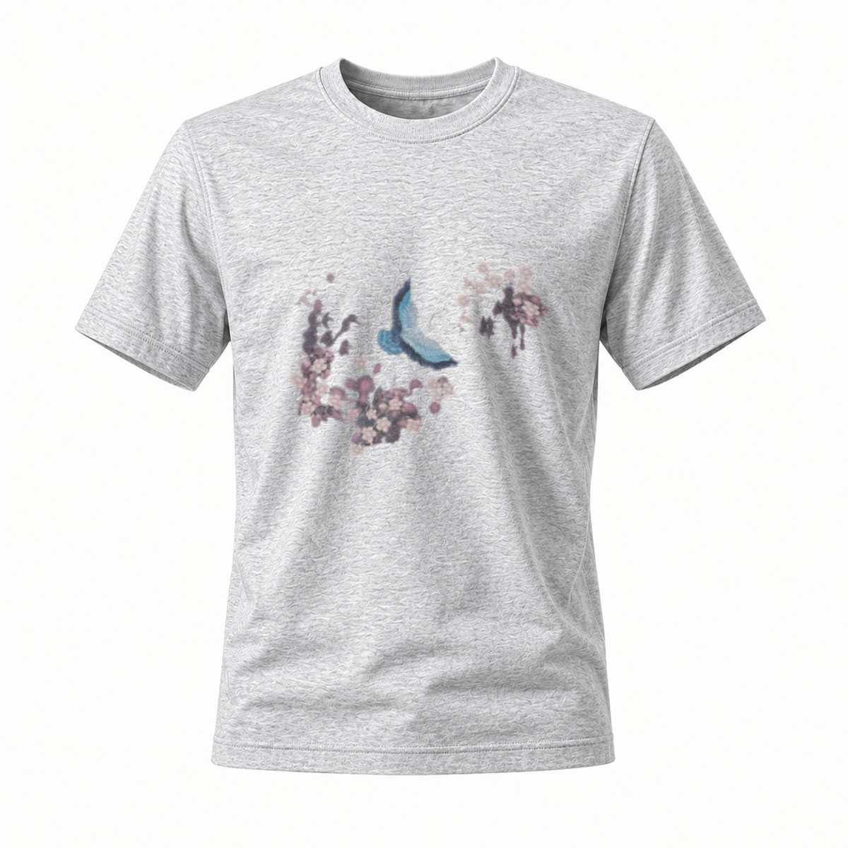 Black T-Shirt with Butterfly and Cherry Blossom Print Men's Casual Wear - Image 3