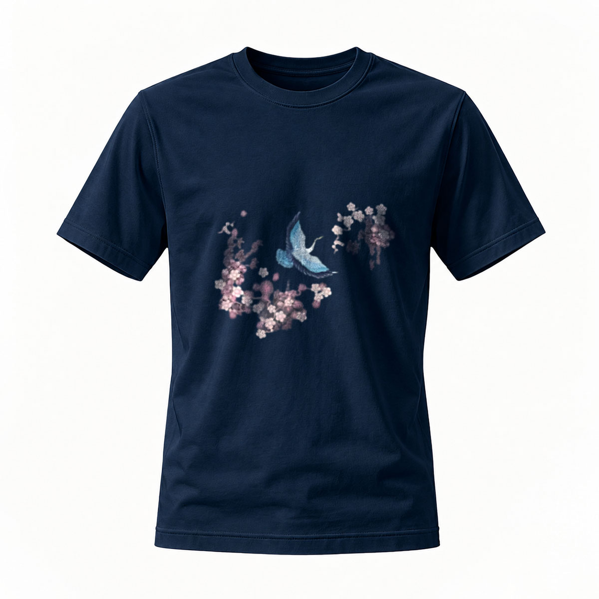 Black T-Shirt with Butterfly and Cherry Blossom Print Men's Casual Wear - Image 7