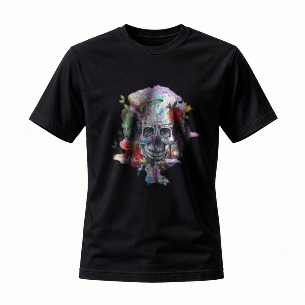 Colorful Skull Floral Print Men's T-Shirt