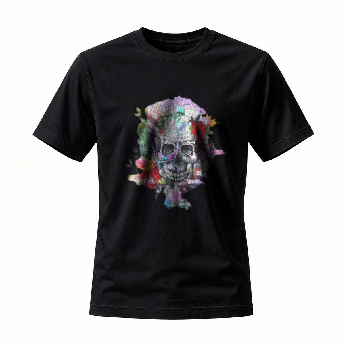Colorful Skull Floral Print Men's T-Shirt