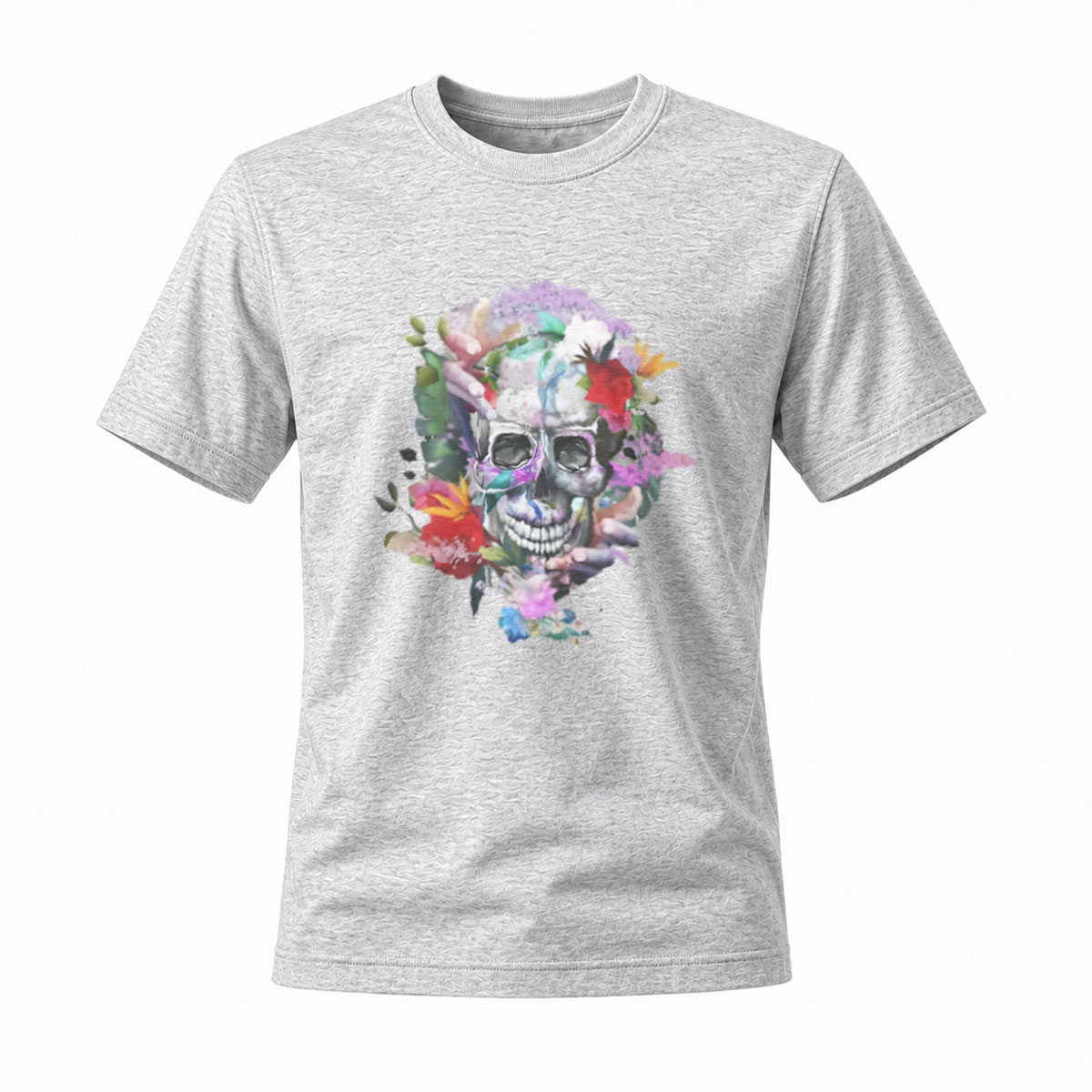 Colorful Skull Floral Print Men's T-Shirt - Image 3