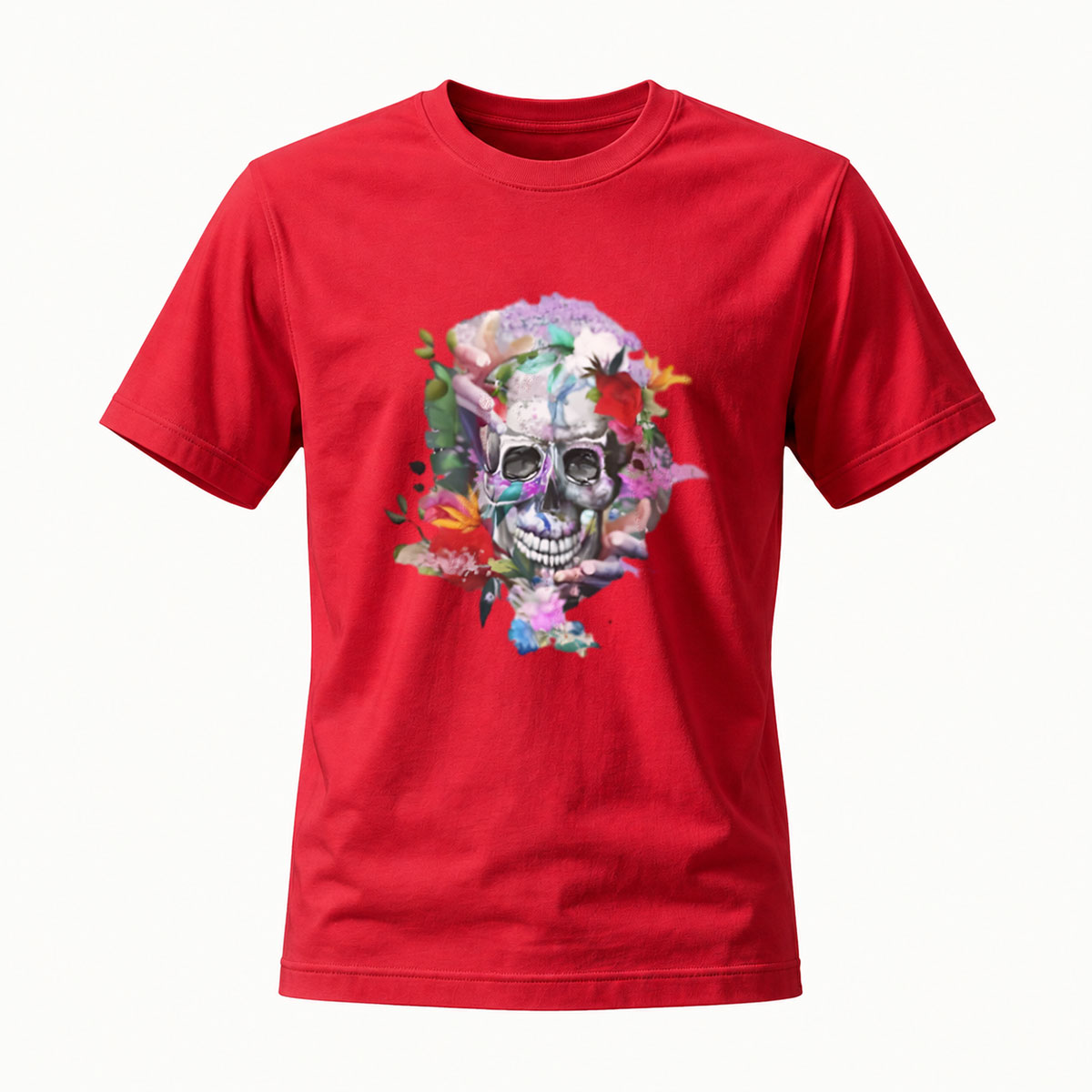 Colorful Skull Floral Print Men's T-Shirt - Image 5