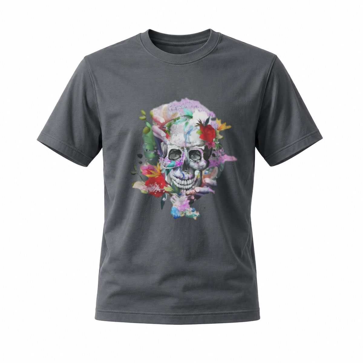 Colorful Skull Floral Print Men's T-Shirt - Image 6