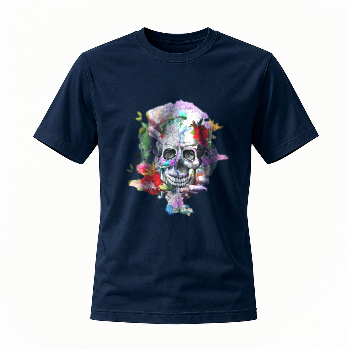 Colorful Skull Floral Print Men's T-Shirt - Image 7