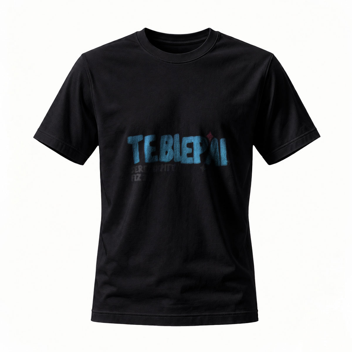 Tebiepai Men's Black T-Shirt Blue Logo Casual Wear