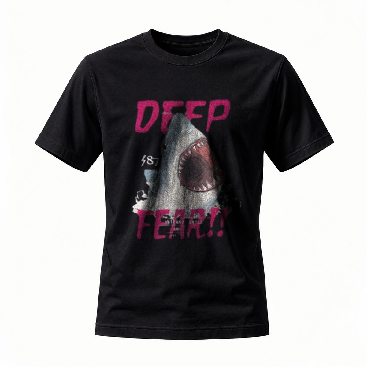 Deep Fear Shark T-Shirt Men's Black Horror Design Gift