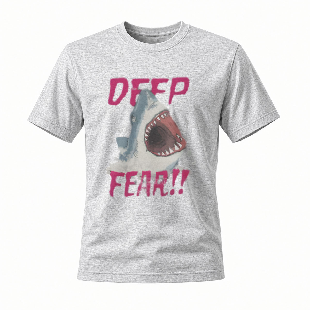 Deep Fear Shark T-Shirt Men's Black Horror Design Gift - Image 3