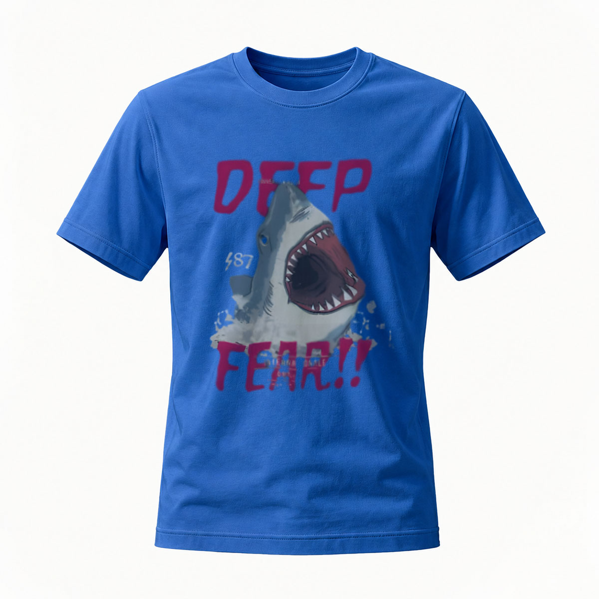 Deep Fear Shark T-Shirt Men's Black Horror Design Gift - Image 4
