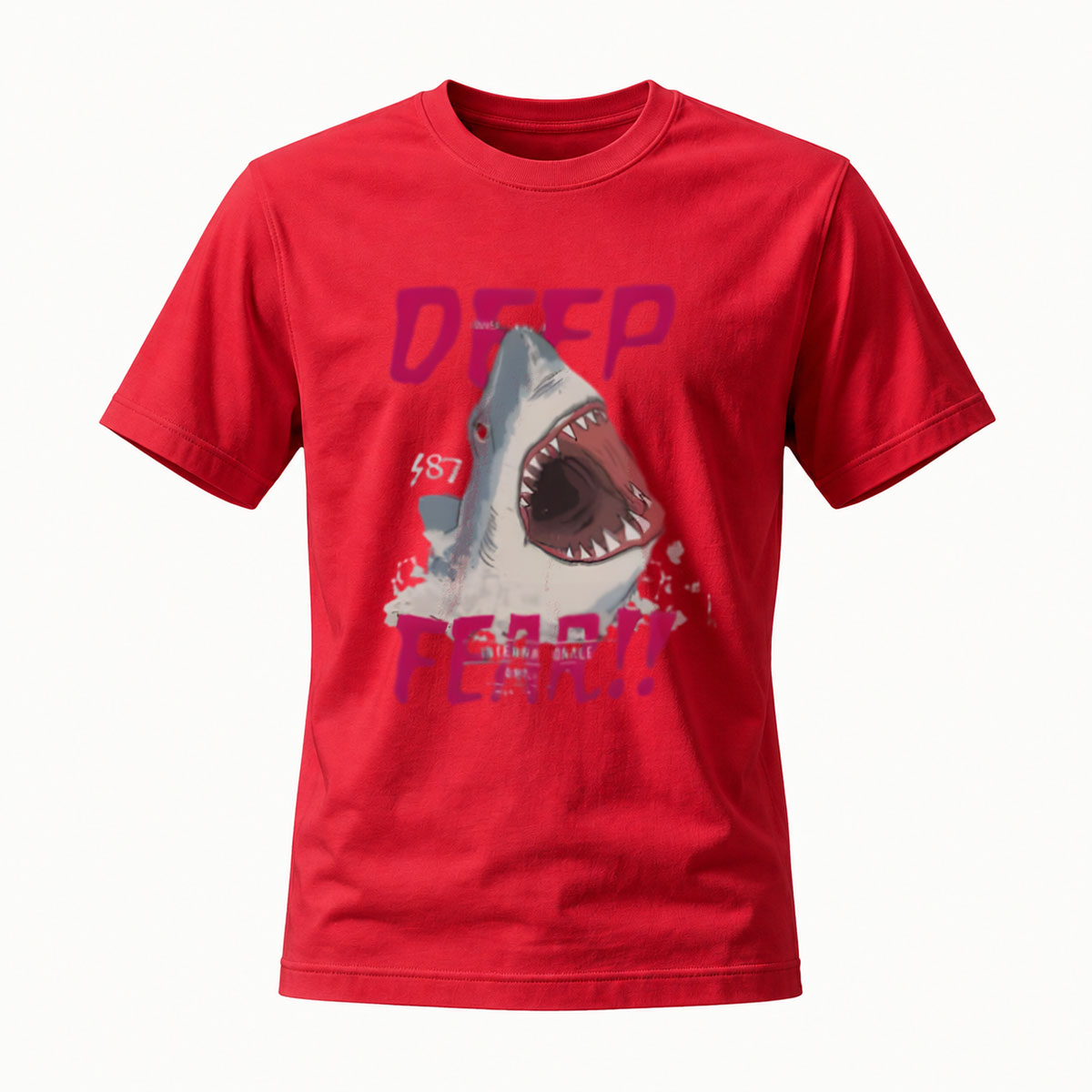 Deep Fear Shark T-Shirt Men's Black Horror Design Gift - Image 5